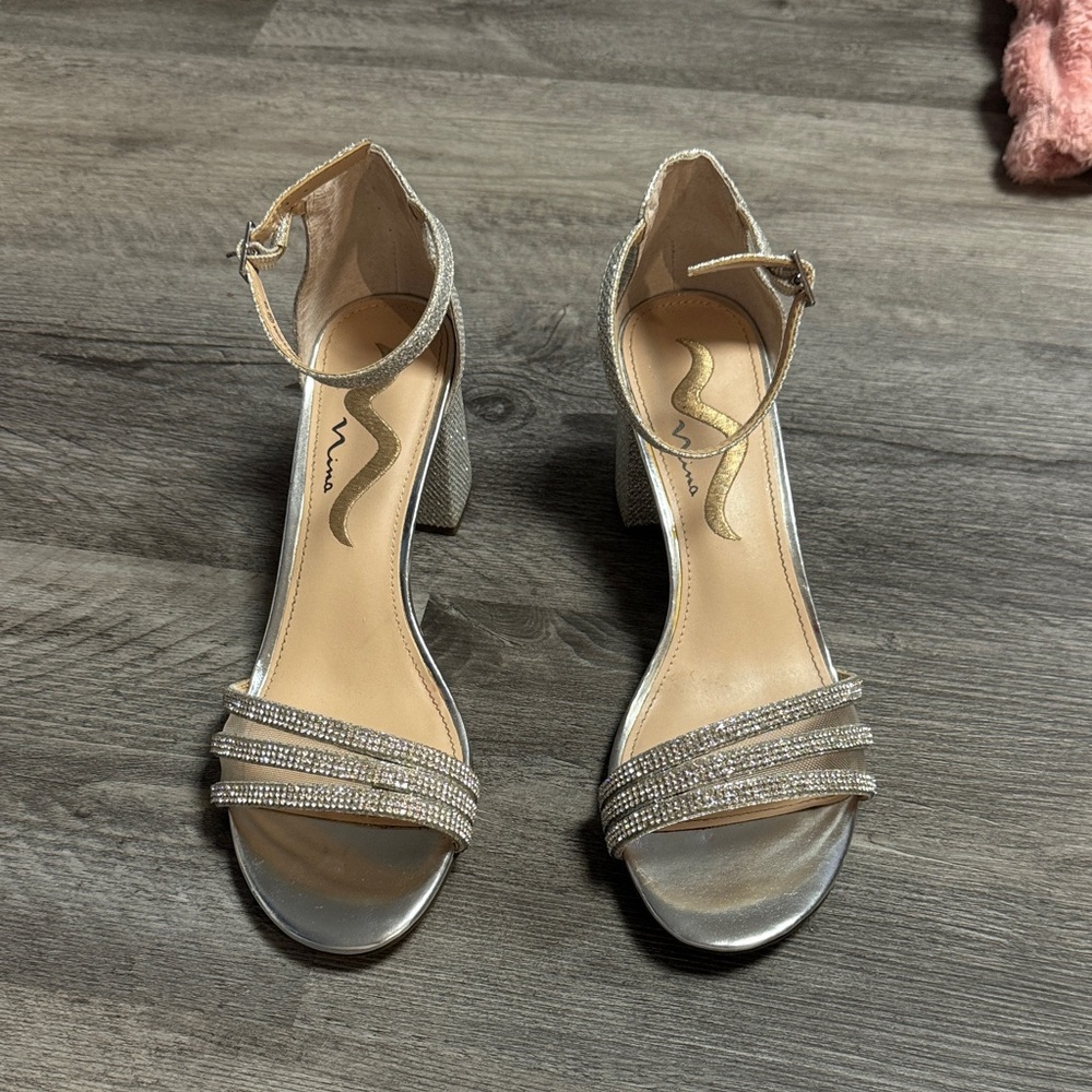 Silver Strappy Heels